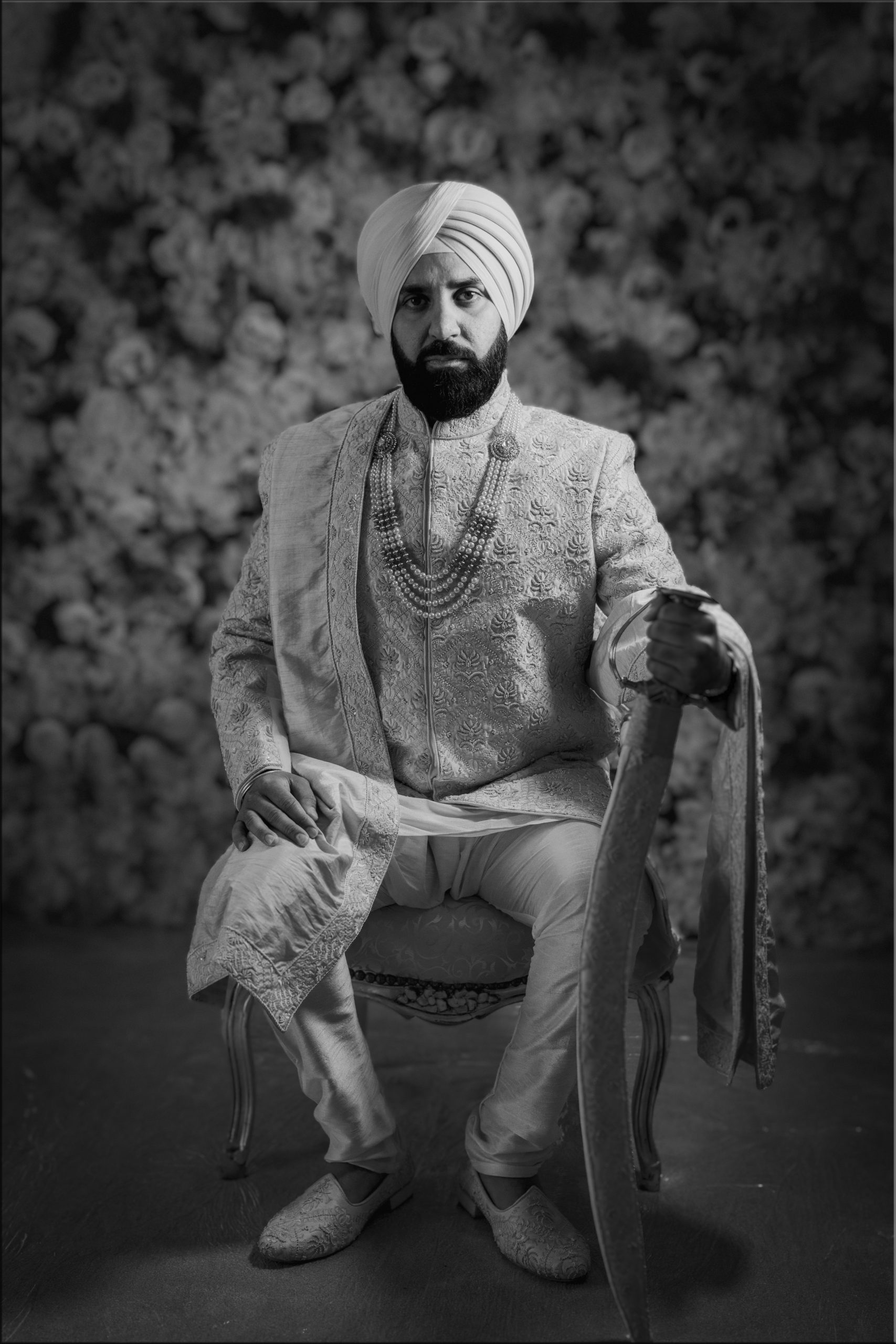 Regal Sikh Groom Wedding Portrait